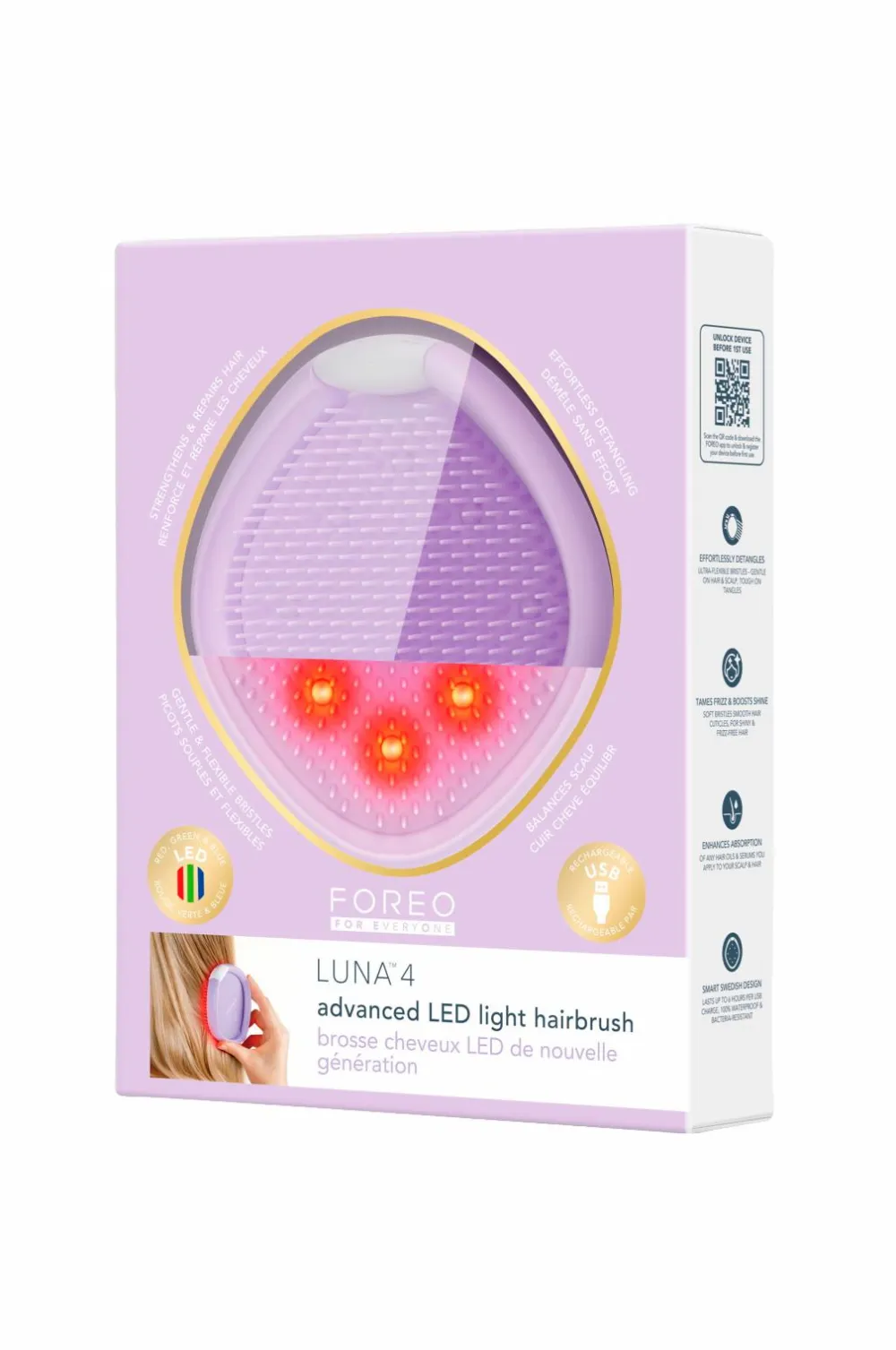 FOREO Hårbørster>FLIP™ Play Advanced LED Light Hairbrush I LILAC YOU!