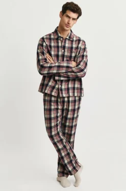 Gant Pyjamas Flannel Check Pajama Set Gift Box Ruby Red Discount