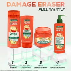 Garnier Fructis Damage Eraser Keratin Filler 10-I-1 Leave-In For Damaged Hair 400 Ml No Color New