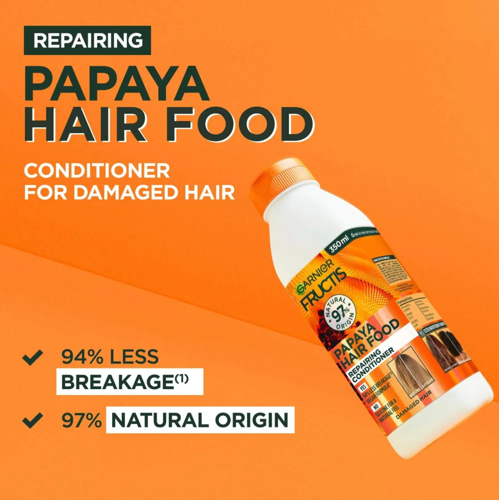 Garnier Hår|Hår>Fructis Hair Food Papaya Conditioner For Damaged Hair 350 Ml No Color