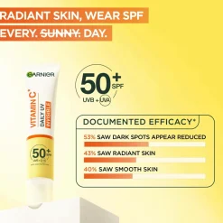 Garnier Vitamin C* Glow-Boosting Daily UV Fluid SPF50+ For Dull Skin Invisible 40 Ml No Color New