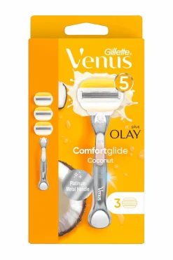 Gillette Hårfjerning>Barberskraber Comfortglide Coconut + Olay-barberblad 3 stk