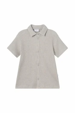 Grunt Skjorter>Skjorte grAlfred Waffle SS Shirt Light Grey Melange