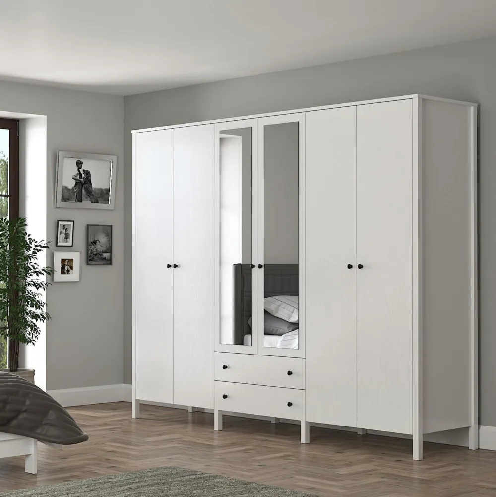 Hanah Home Garderobe Selena Struktur af hvidt træ Hot