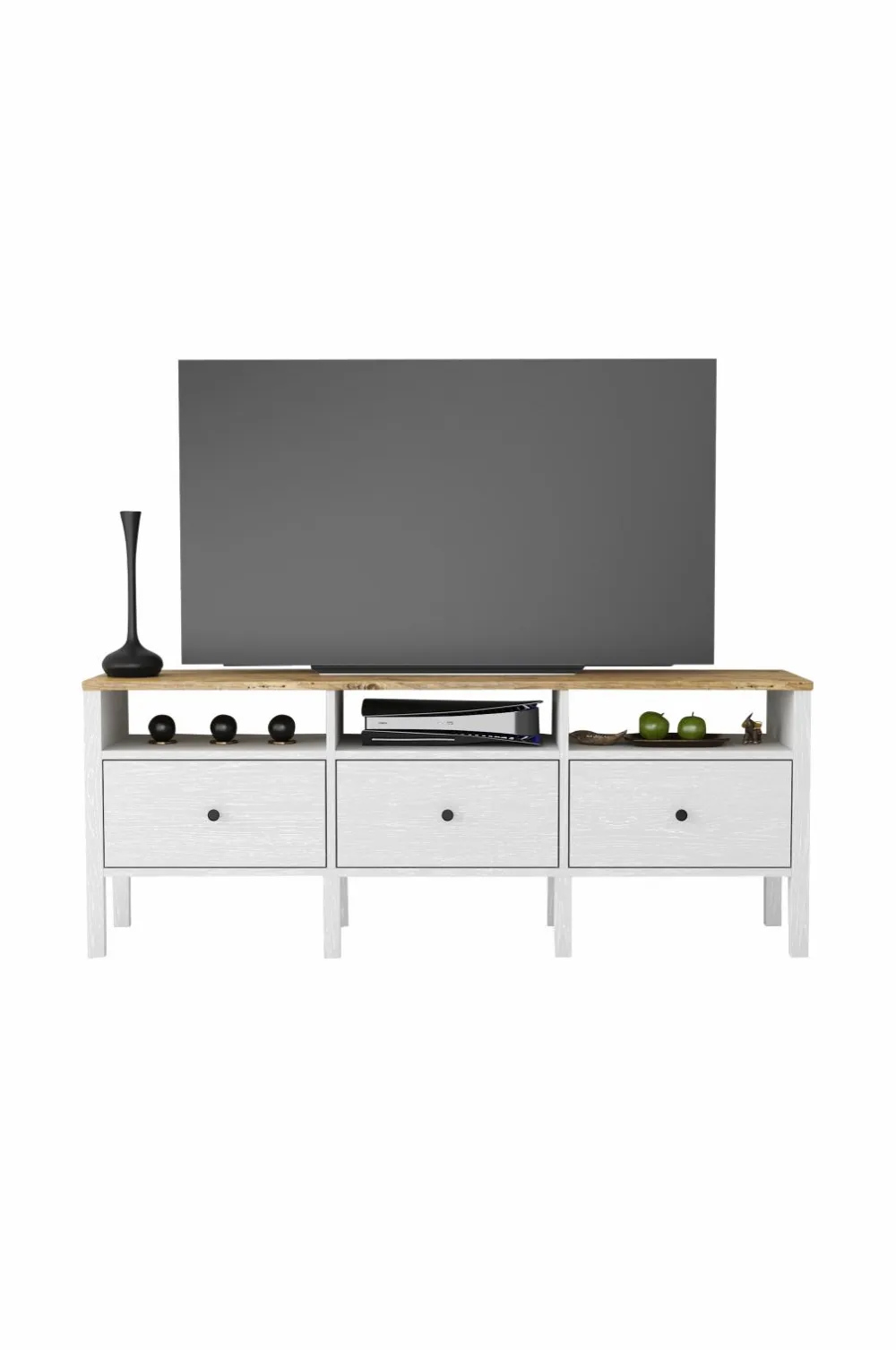 Hanah Home Tv-Bænke>TV-bænk Doha Hvid træstruktur