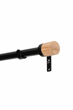 Hasta Gardinstangssæt Astrid 110-200 cm Sort/træ Discount