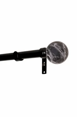 Hasta Gardintilbehør>Gardinstangssæt Ofelia 110-200 cm Sort/sort marmor