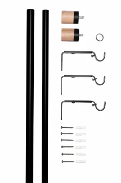 Hasta Gardintilbehør>Gardinstangssæt Astrid 110-200 cm Sølv/træ