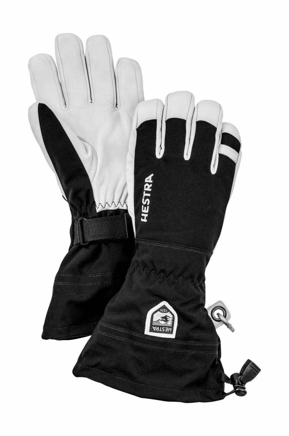 Hestra Skihandsker Army Leather Heli Ski 5 finger Sort Outlet