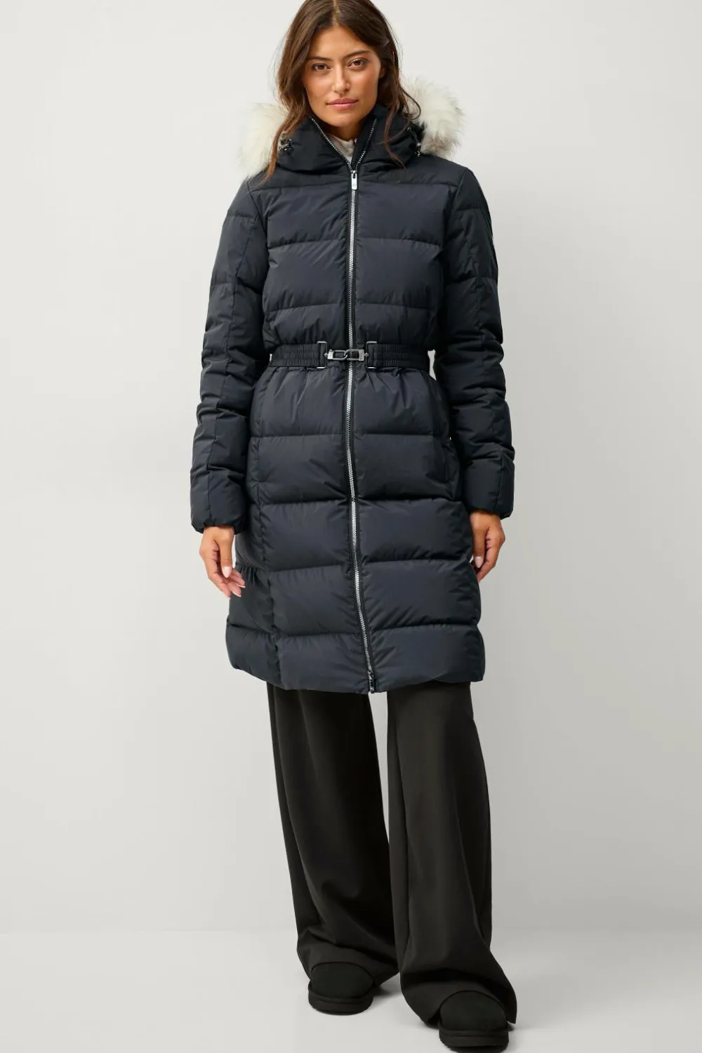 Áhkká Dunfrakke Gold Mid Down Coat Matte Sort Sale