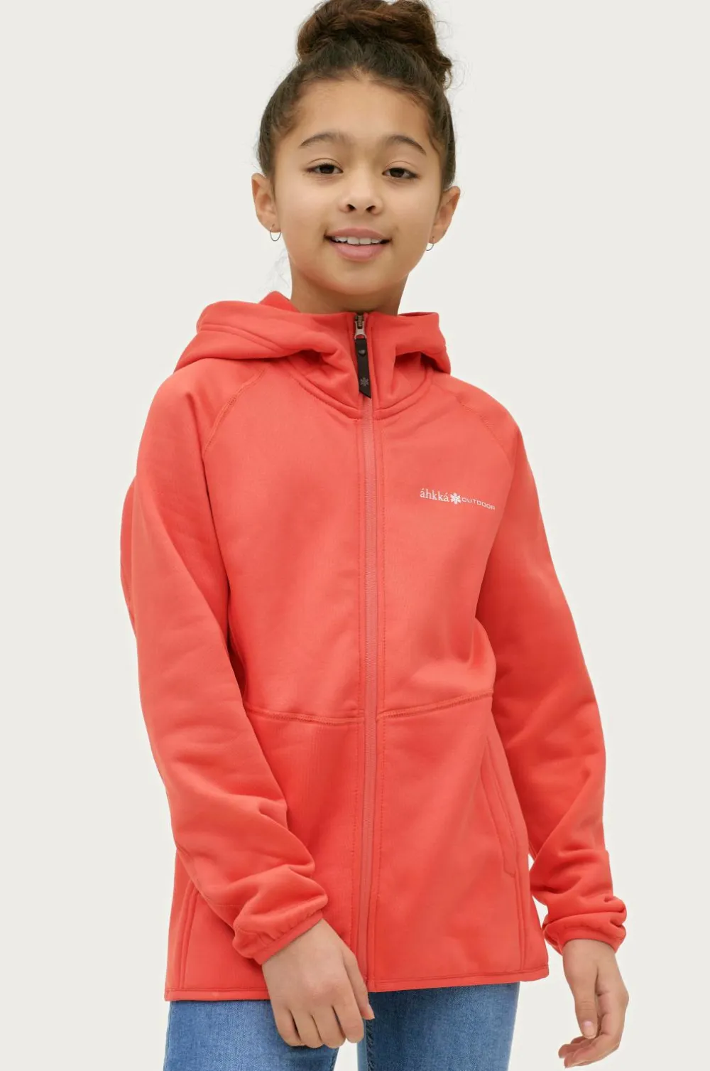 Áhkká Trøjer & Cardigans>Fleecetrøje Powerfleece Jr Mørk koral