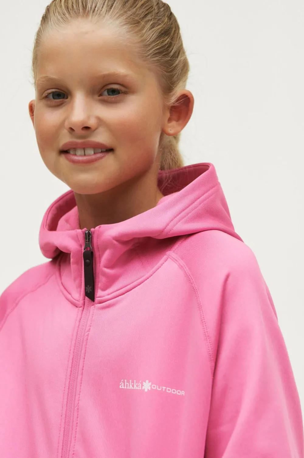 Áhkká Fleecetrøje Powerfleece Jr Rosa Hot