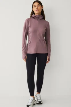 Áhkká Hættetrøje Power Fleece FZ Hoodie Mørkrosa Online