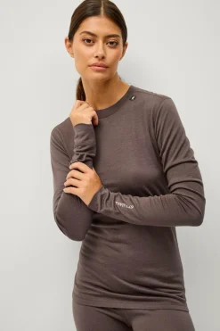 Áhkká Langærmet undertrøje Merino Wool LS Tee W Mørkebrun Best