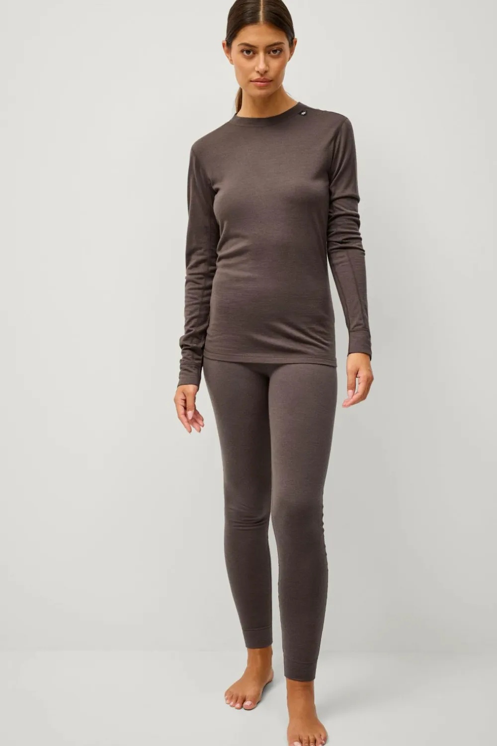 Áhkká Langærmet undertrøje Merino Wool LS Tee W Mørkebrun Best