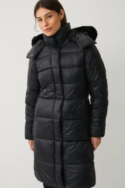 Áhkká Parka Gold Shiny Parka w Detachable Hood Sort Outlet