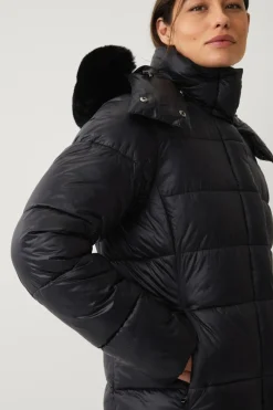 Áhkká Parka Gold Shiny Parka w Detachable Hood Sort Outlet