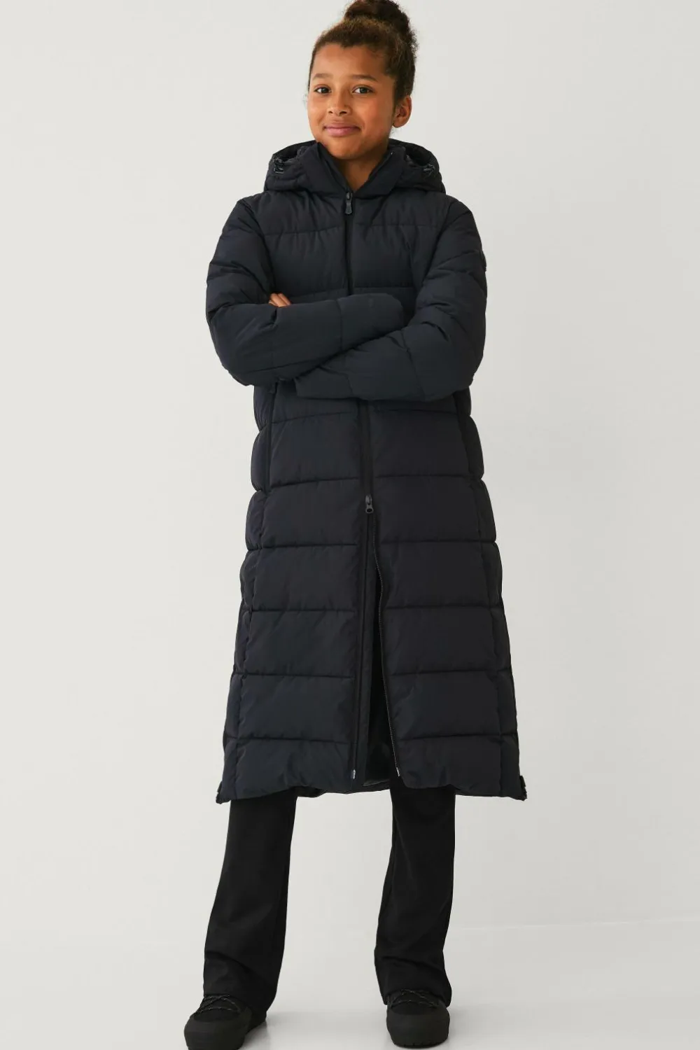 Áhkká Overtøj>Parkacoat Long Padded Parka W Hood Jr Black mdf/metal