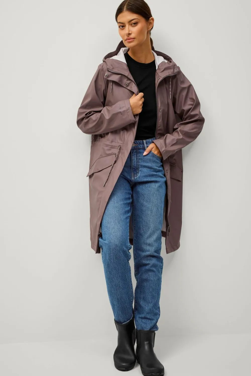Áhkká Regnparka Rain Waist Parka PU Brun Online