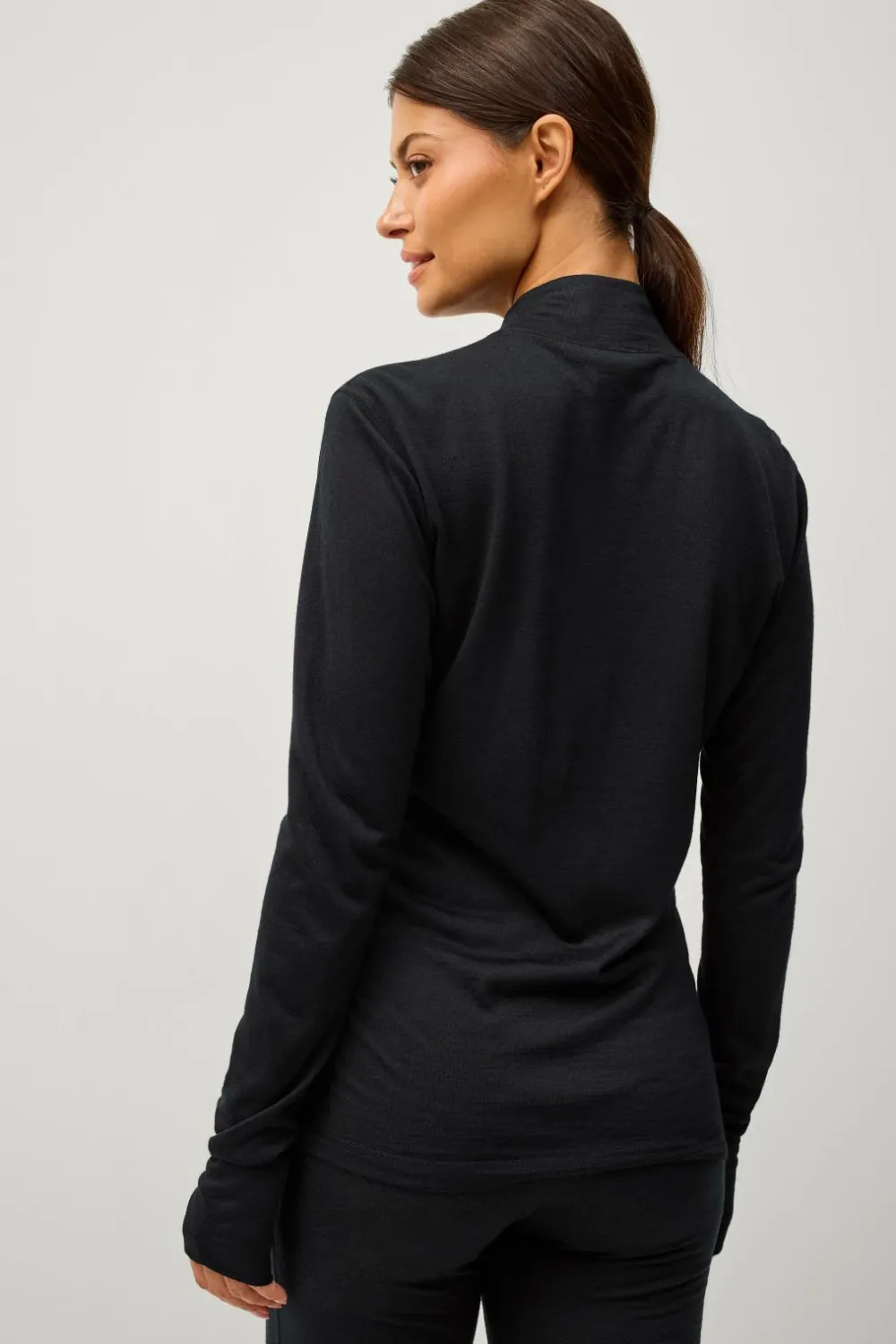 Áhkká Skiundertøj|Skiundertøj>Termisk top Merino Wool LS Halfzip W Sort