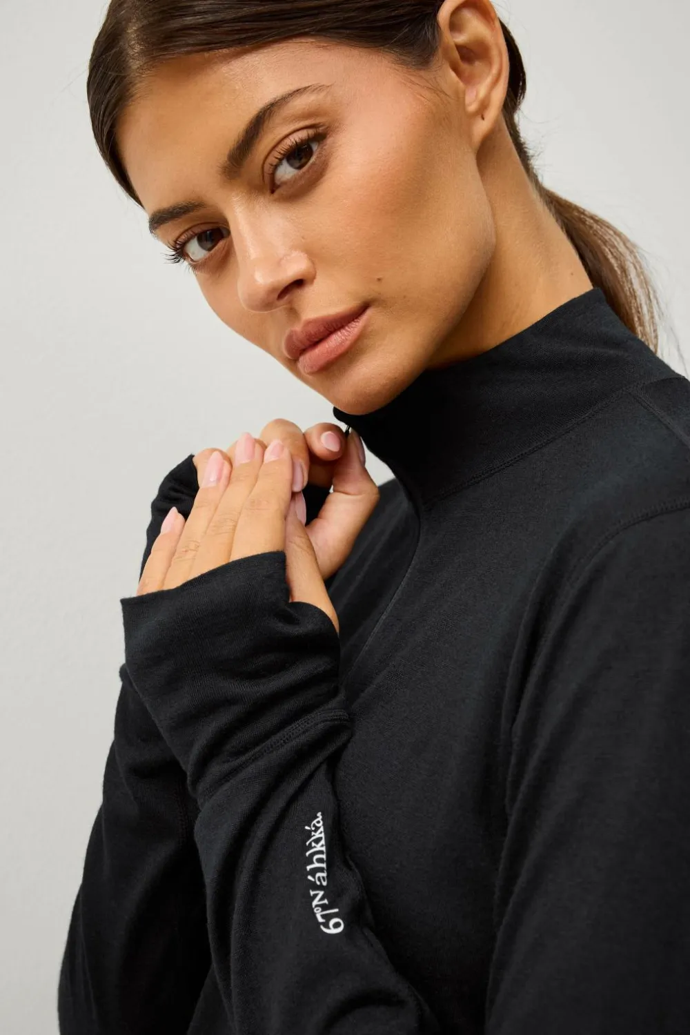Áhkká Skiundertøj|Skiundertøj>Termisk top Merino Wool LS Halfzip W Sort