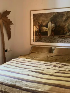 HKliving Sengetæpper>Vida stribet sengetæppe kastanje/creme Multi