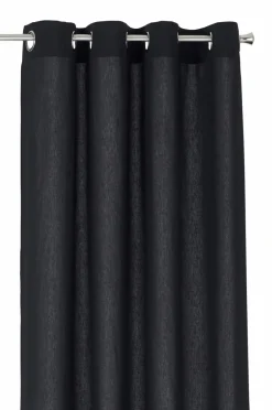 &Home Gardin med ringe i halvpanama 2-pak Sort Clearance