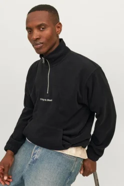 Jack & Jones Fleecetrøje jorVesterbro Fleece Quarter Zip Black Sale