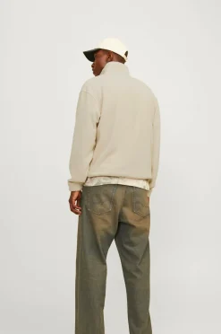 Jack & Jones Fleecetrøje jorVesterbro Fleece Quarter Zip Oatmeal Outlet