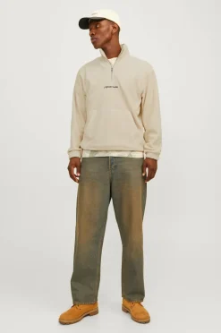 Jack & Jones Fleecetrøje jorVesterbro Fleece Quarter Zip Oatmeal Outlet