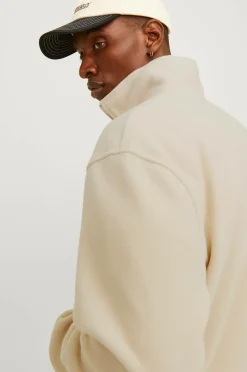 Jack & Jones Fleecetrøje jorVesterbro Fleece Quarter Zip Oatmeal Outlet