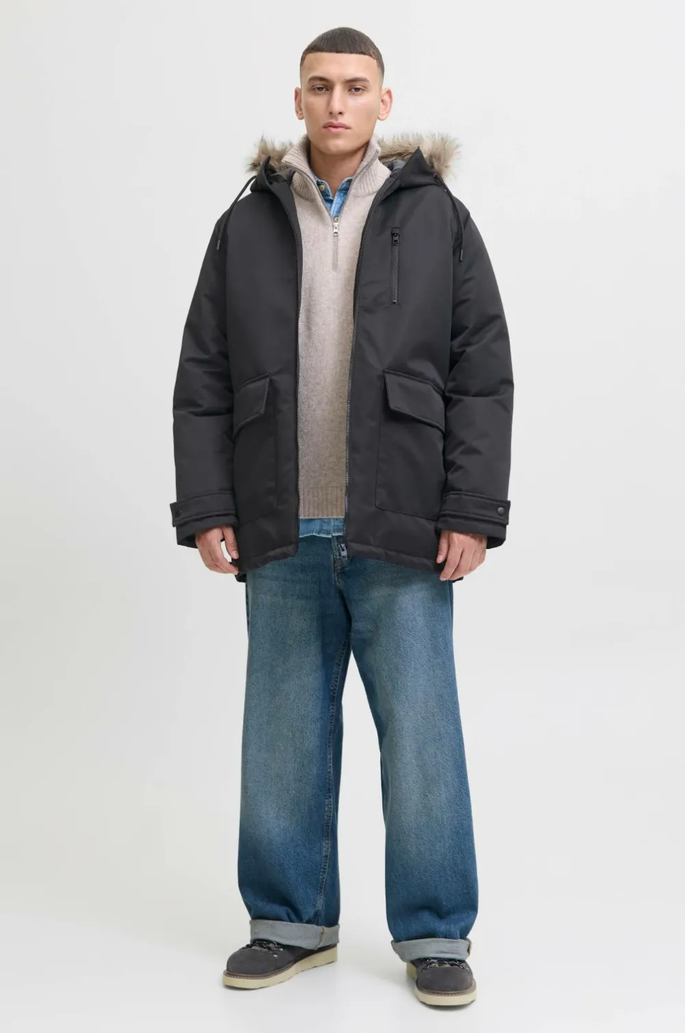 Jack & Jones Jakker & Frakker>Parka jjCharlie Detachable Faux Fur Black