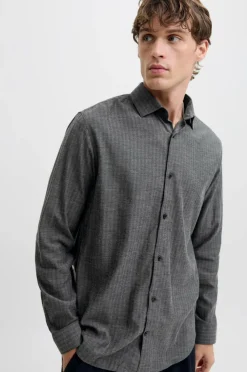 Jack & Jones Skjorte jprBlaparker Melange L/S Shirt BF S Black Discount