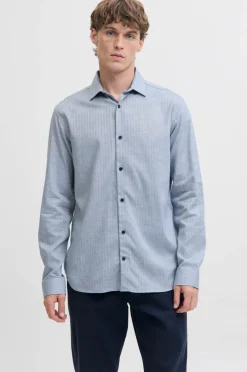 Jack & Jones Skjorte jprBlaparker Melange L/S Shirt BF S Navy blazer