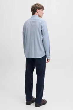 Jack & Jones Skjorte jprBlaparker Melange L/S Shirt BF S Navy blazer