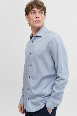 Jack & Jones Skjorte jprBlaparker Melange L/S Shirt BF S Navy blazer