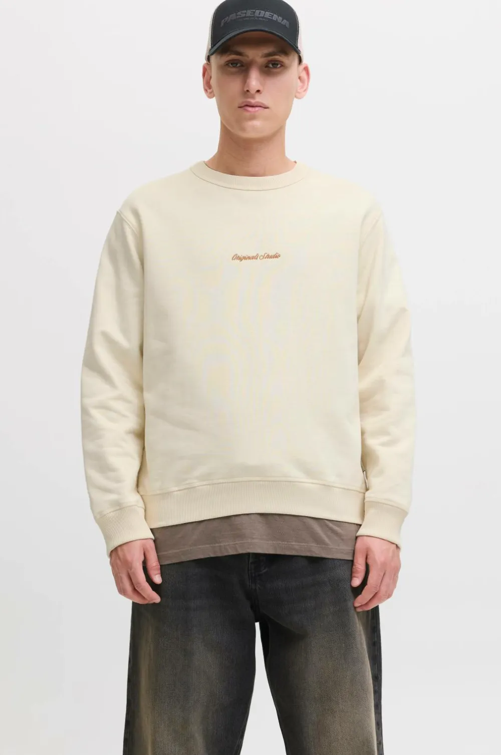 Jack & Jones Sweatshirt jorNorrebro Emb Sweat Crew Antique white New