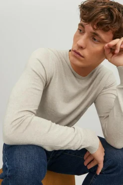 Jack & Jones Trøje jjeEmil Knit Crew Neck Oatmeal Hot