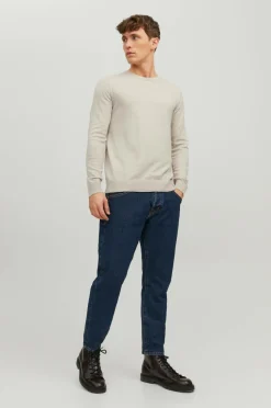 Jack & Jones Trøje jjeEmil Knit Crew Neck Oatmeal Hot