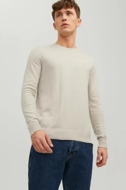 Jack & Jones Trøje jjeEmil Knit Crew Neck Oatmeal Hot