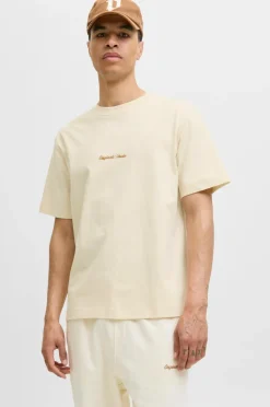 Jack & Jones T-shirt jorNorrebro Emb Tee SS Crew Neck NO Antique white Clearance