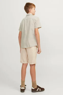 Jack & Jones Junior Skjorte jjeLinen Blend Shirt SS SN Jnr Crockery Discount