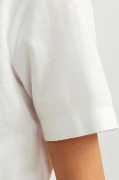 Jack & Jones Junior Skjorte jjeLinen Blend Shirt SS SN Jnr White Clearance