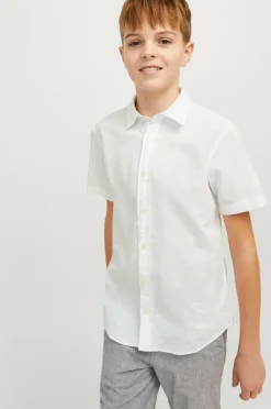 Jack & Jones Junior Skjorte jjeLinen Blend Shirt SS SN Jnr White Clearance