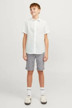 Jack & Jones Junior Skjorte jjeLinen Blend Shirt SS SN Jnr White Clearance