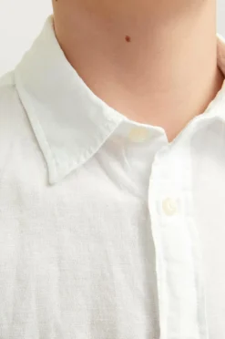 Jack & Jones Junior Skjorte jjeLinen Blend Shirt SS SN Jnr White Clearance