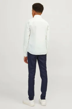 Jack & Jones Junior Skjorte jjeLinen Blend Shirt LS SN Jnr White Clearance