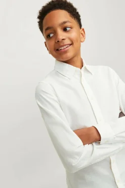 Jack & Jones Junior Skjorte jjeLinen Blend Shirt LS SN Jnr White Clearance