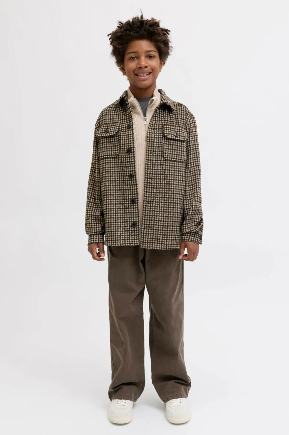 Jack & Jones Junior Turtleneck trøje jprBlubarkley Knit Half Zip Jnr Simply taupe Clearance