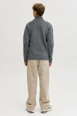 Jack & Jones Junior Trøje jorNorrebro Knit Half Zip Jnr Dark grey melange Outlet